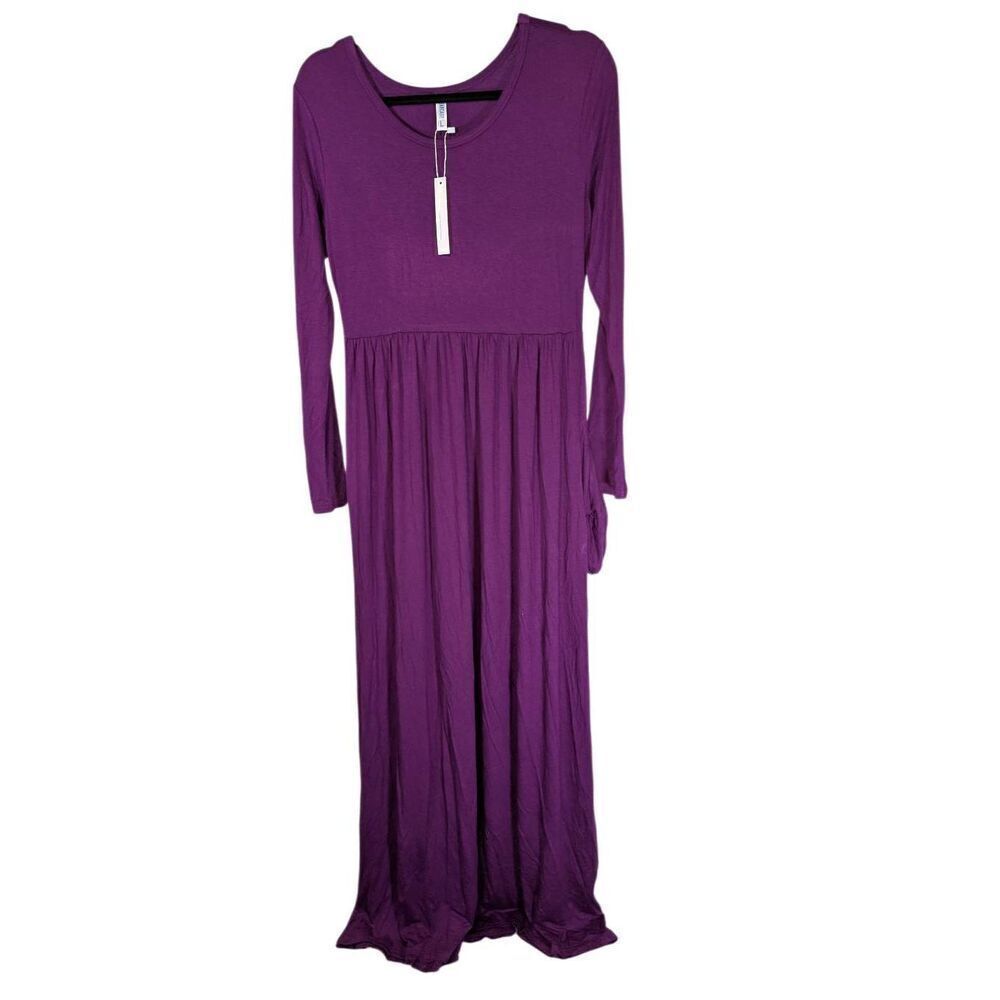 NWT DEARCASE Maxi Dress Long Sleeve Crewneck Loose Plain Casual Empire Waist Fal